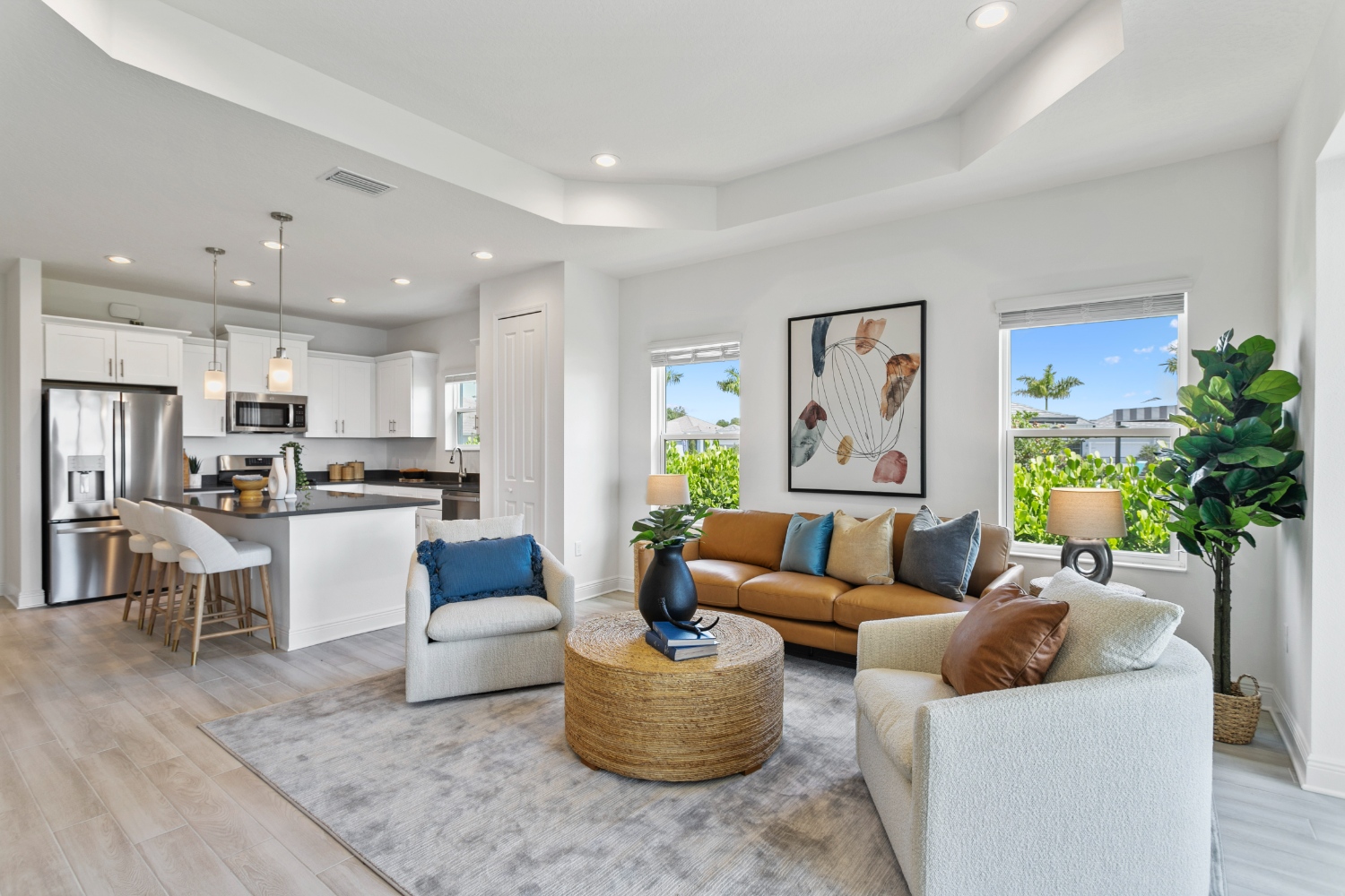 Open concept living room and kitchen