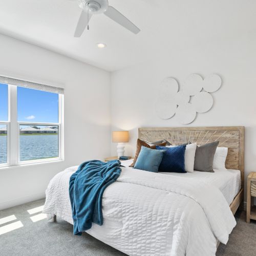 Bedroom and window with water view
