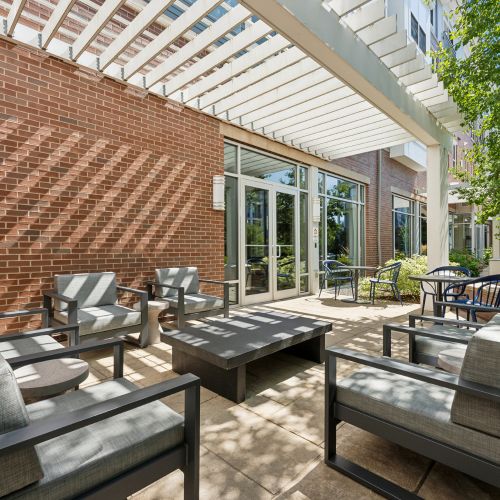 Patio with outdoor seating	