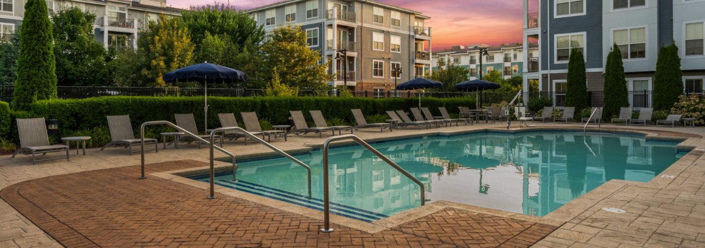 Community pool at dusk	