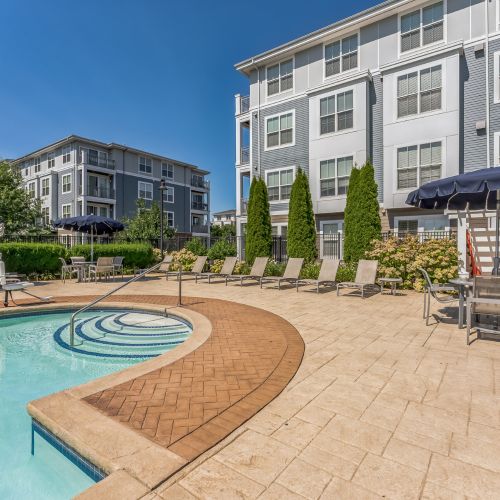 Pool area with seating	