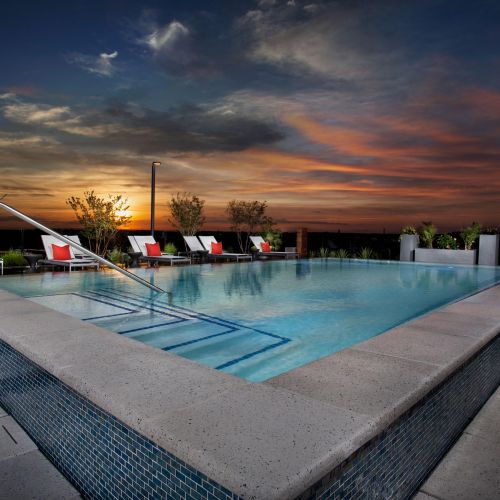 Rooftop pool at sunset