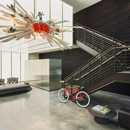 Lobby with grand lighting sculpture