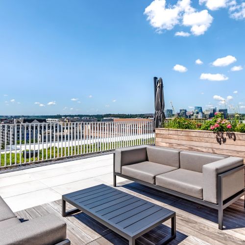 Outdoor couches on rooftop 