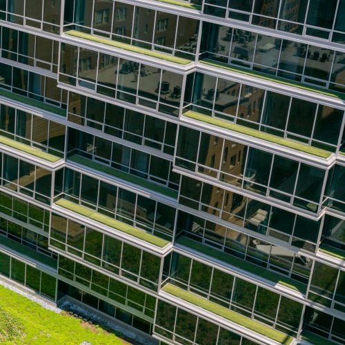 Exterior view of building with greenery 