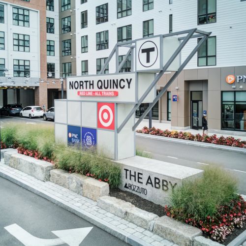 A broader perspective of our retail building and convenient T-Line connection.	