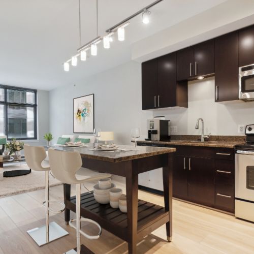 Photo of kitchen and living room