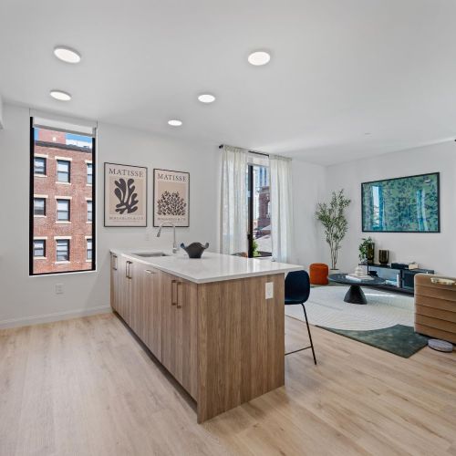 Open-concept living and kitchen area.