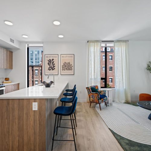 Living space seamlessly connected to the kitchen.