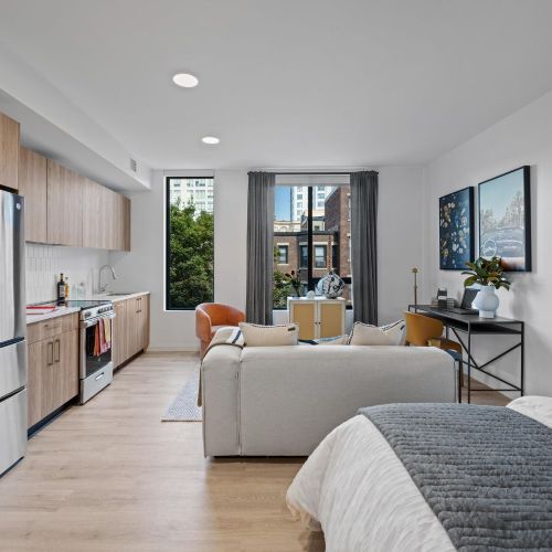 Studio bedroom with natural light