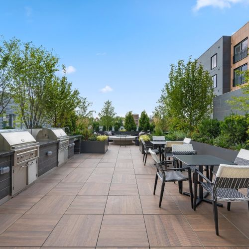 Kick back on the rooftop lounge seating and catch your favorite shows on the flat-screen TV.