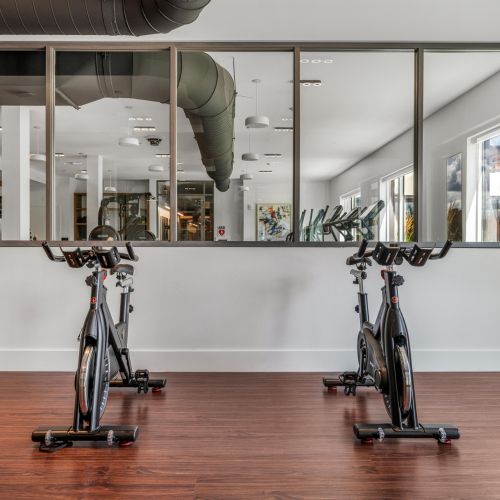 Pedal towards wellness with our fitness bicycles in the dedicated yoga studio.