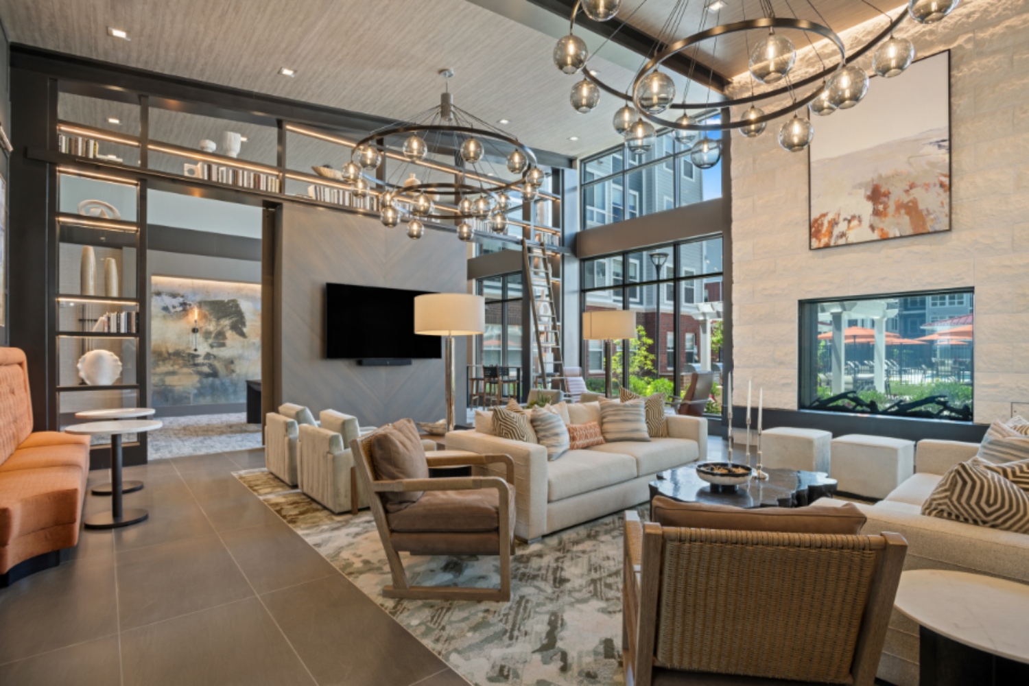 Aspen at Melford Town Center : Light filled resident lounges bring indoor spaces to life