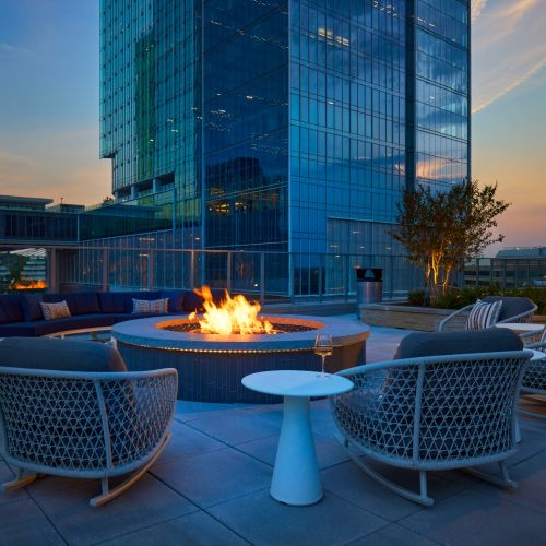 Stunning twilight views of Reston Town Center.