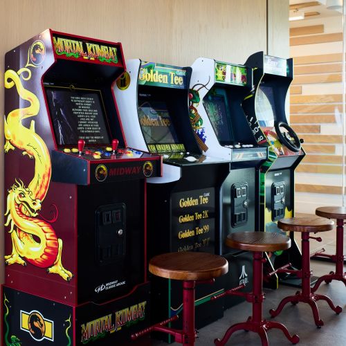 Classic arcade games offer a fun nostalgic touch