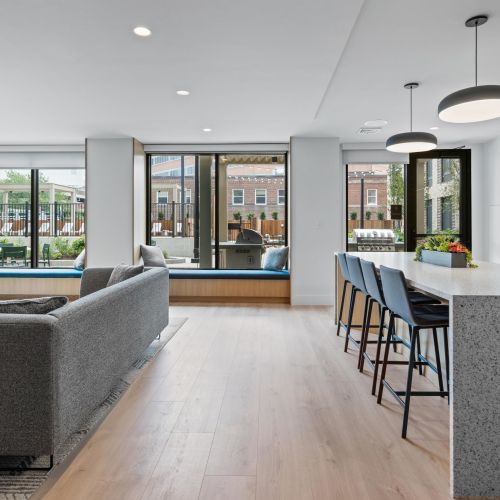 Spacious lounge with flat-screen TV for movie nights.	