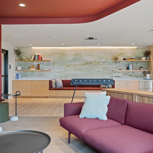 Rooftop lounge nook with stunning views.	