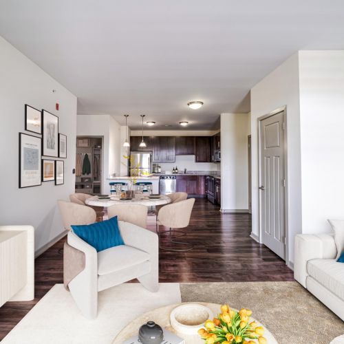 Living room facing kitchen