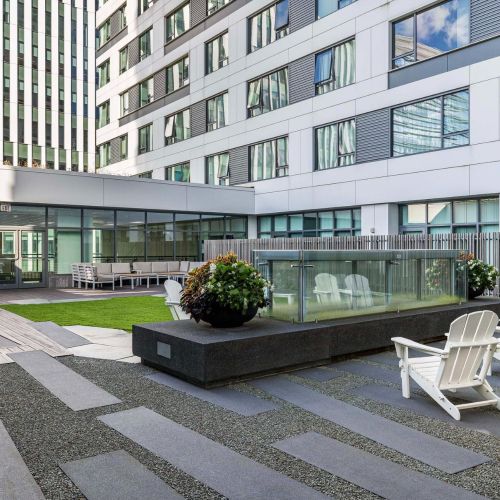 Courtyard lounge chairs.