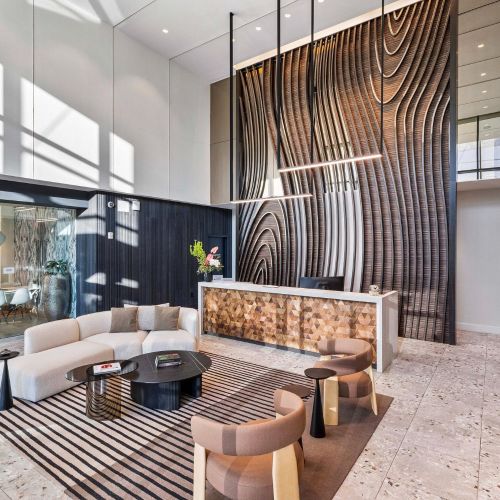 Building lobby entrance view.