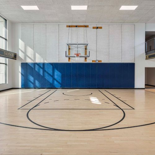 Fitness basketball court view, second angle.