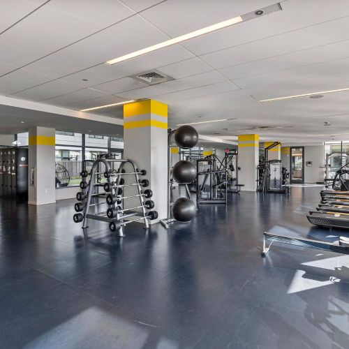 Wide angle of fitness center.