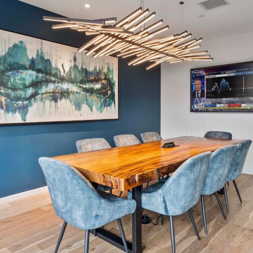 Meeting room view with TV.