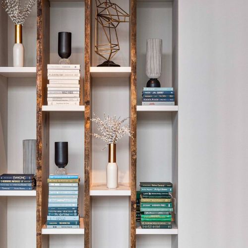 Resident lounge bookshelf detail.