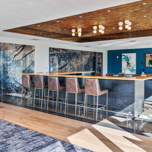 Rooftop lounge TV view.