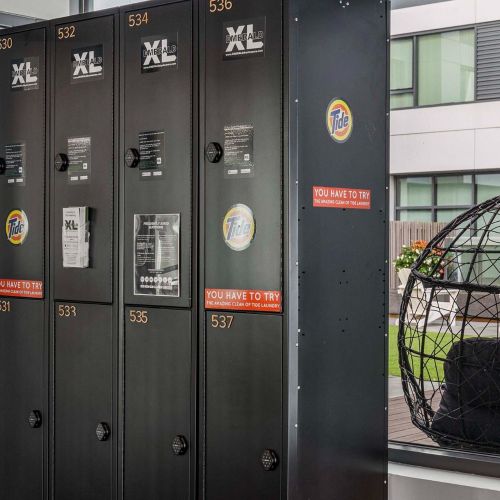 Tide dry cleaner lockers.