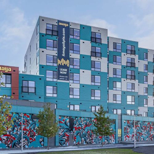 Artistic scene capturing neighborhood energy.