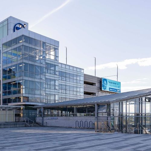 Gathering space with BBQ grills in the courtyard