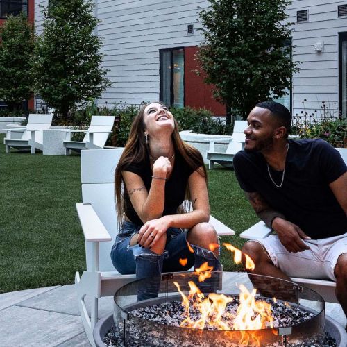 Lifting weights in Amaya’s courtyard gym.