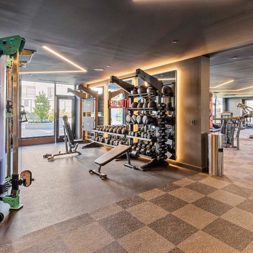 Chic seating area in the spacious lobby.