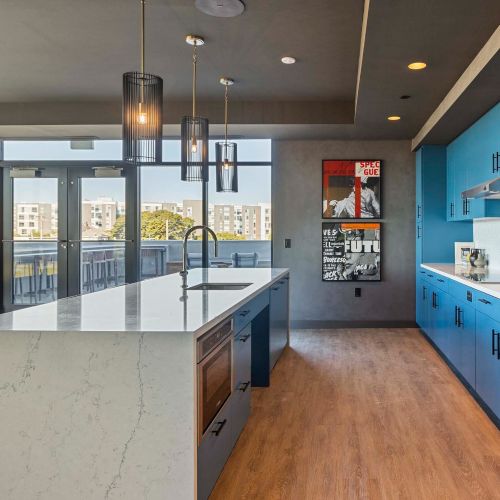 Third angle showcasing the chef's kitchen.