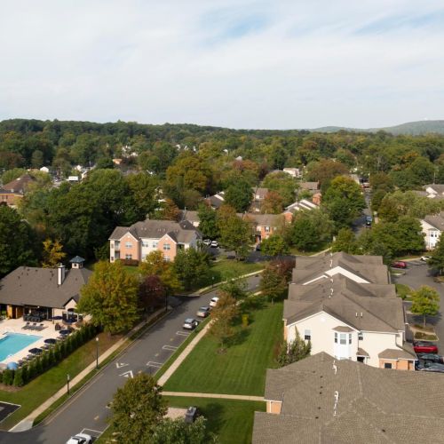 Aerial view of community and residences 