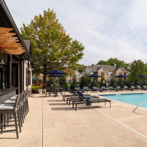 Pool seating and pergola bar