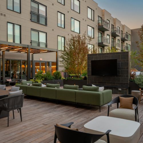 Catch the sunset from the Courtyard TV Lounge – a stylish spot to relax and unwind.	