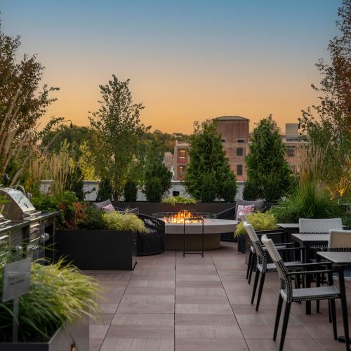 Enjoy intimate fireside moments at the firepit nook, with a stunning sunset view to set the scene.	