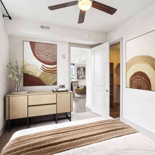 Cozy and functional bedroom spaces.