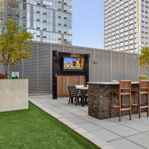 Rooftop seating and TV 