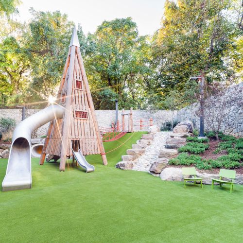 Enjoy private playtime at the exclusive Pin Oak Park, a nature-inspired playground
