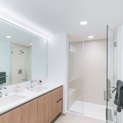 Double vanities and walk in showers at Botanica, designed with you in mind