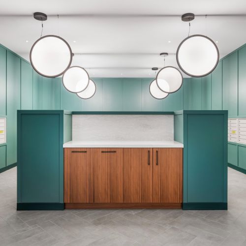 Convenient and stylish mail lounge.	