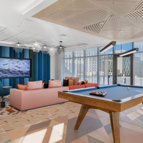 Billiards on the rooftop with great vibes.	