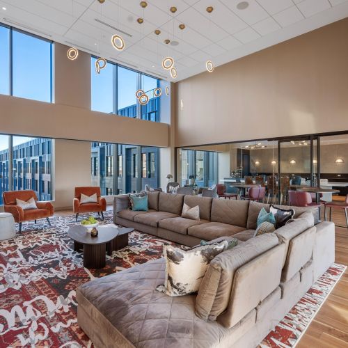 Relax by the fire with stunning rooftop views.	