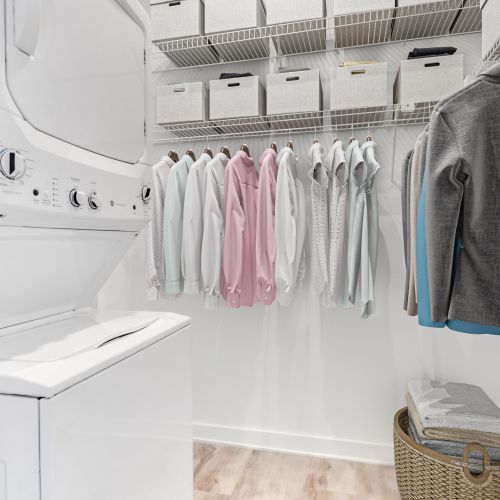 Laundry and closet space for plenty of storage.	