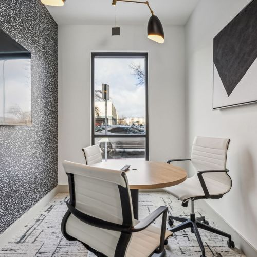 Stylish apartment coworking area