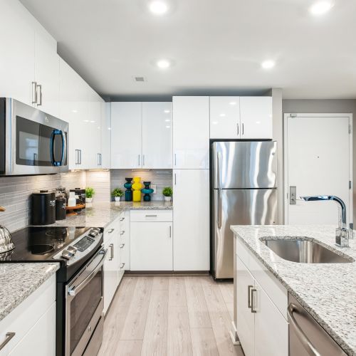 Spacious countertops and bright lighting	