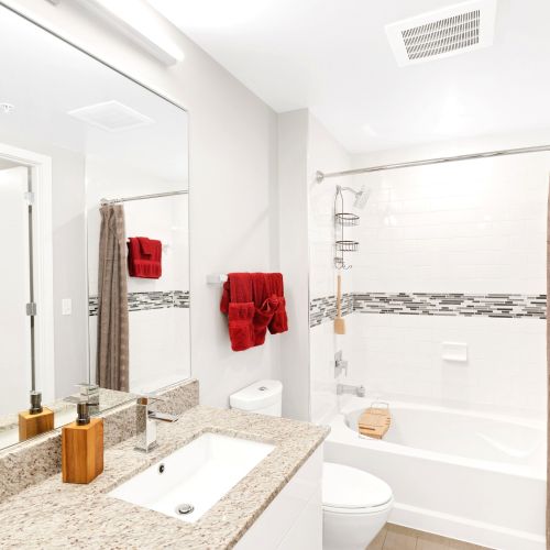 Well lit with stylish tile	